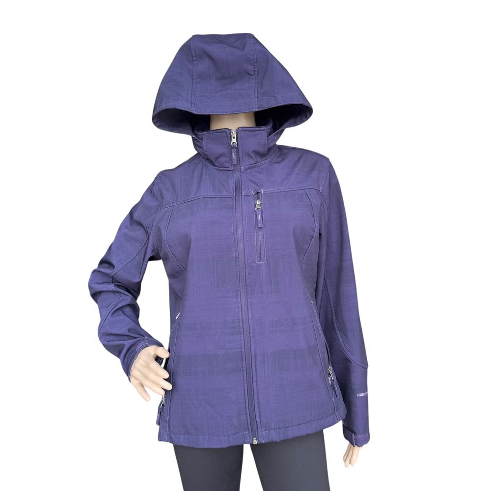 Free Country M Purple Hooded Soft Shell Jacket Full Zip Active Outdoor Coat